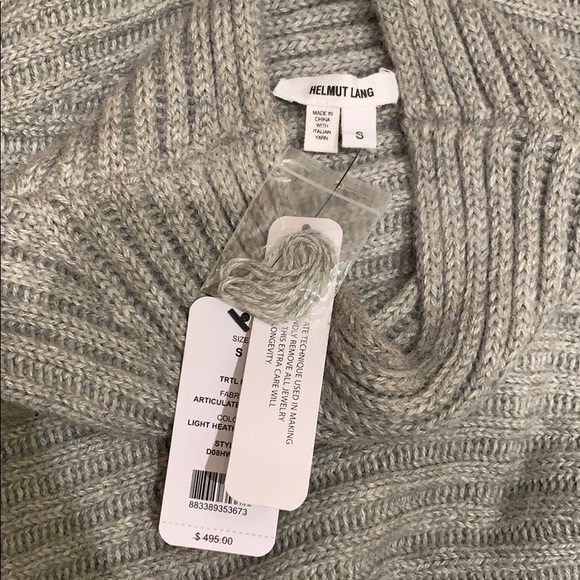 NWT HELMUT LANG LIGHT GREY WOOL SWEATER SIZE SMALL - Picture 6 of 9